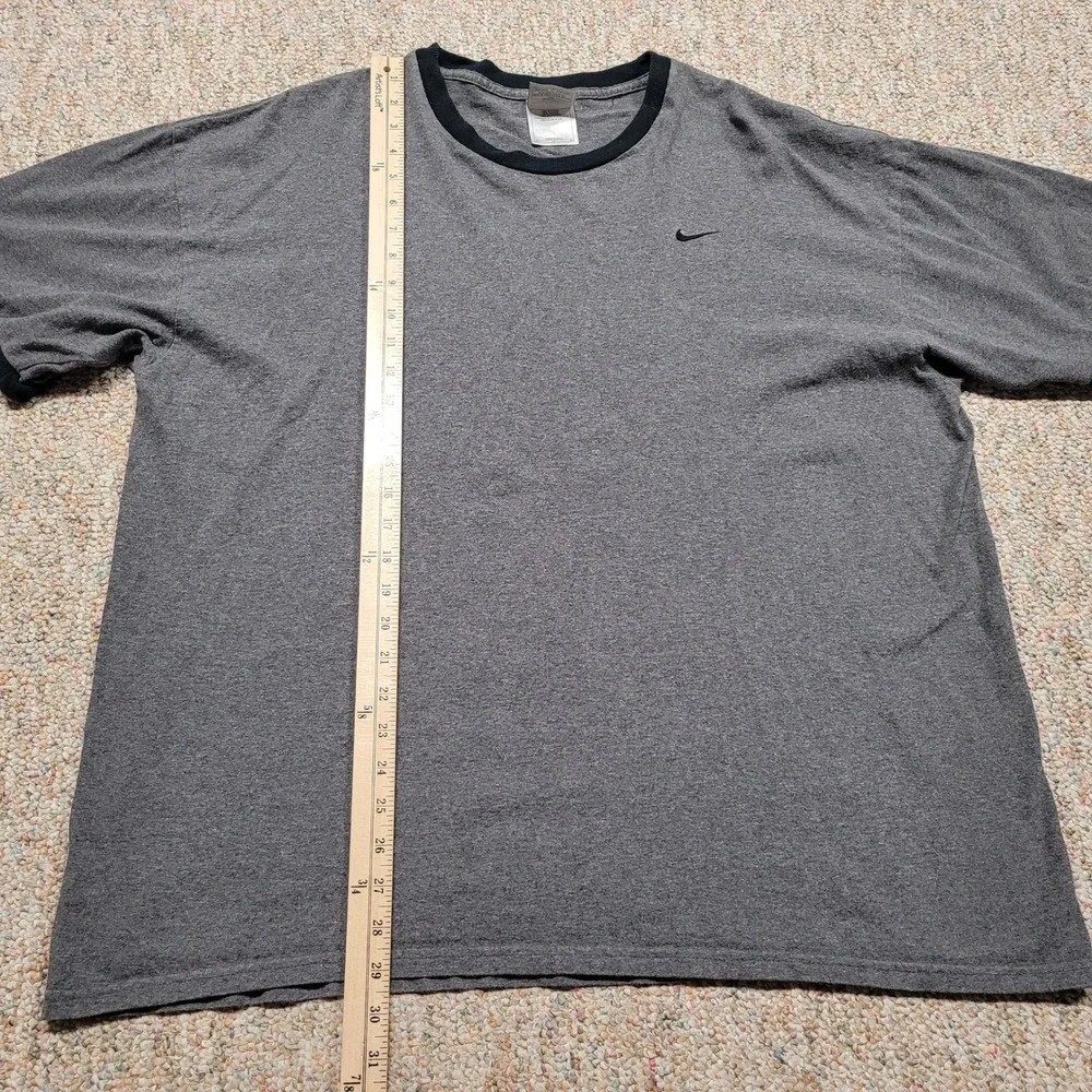 Nike Shirt Mens XL Gray Ringer Vintage Made in USA Embroidered Swoosh Streetwear